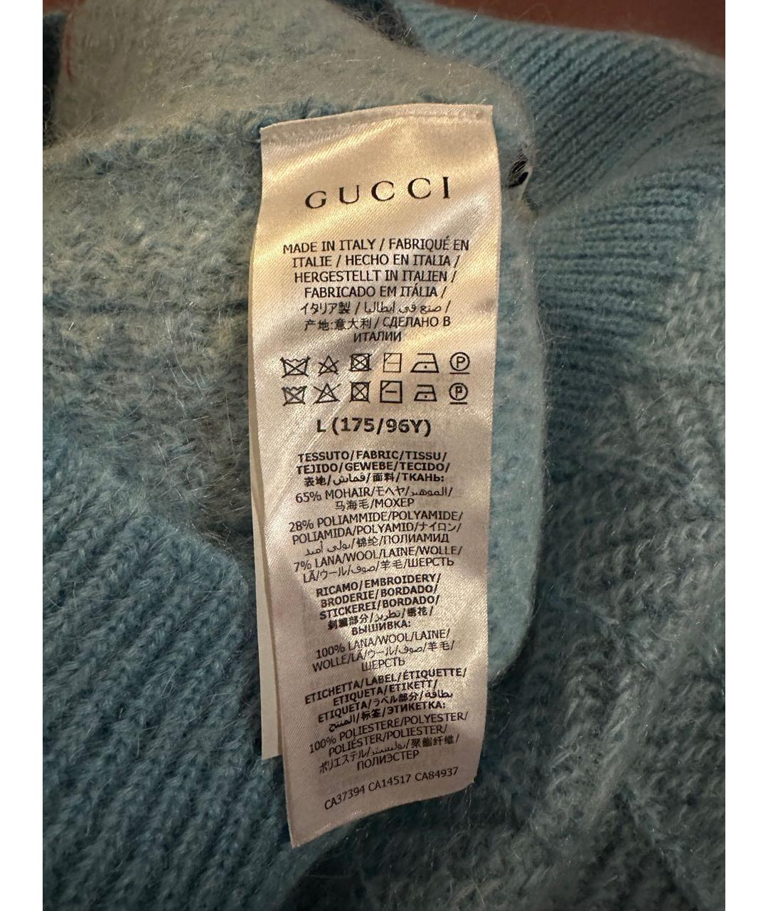 GUCCI Голубой шерстяной джемпер / свитер, фото 5