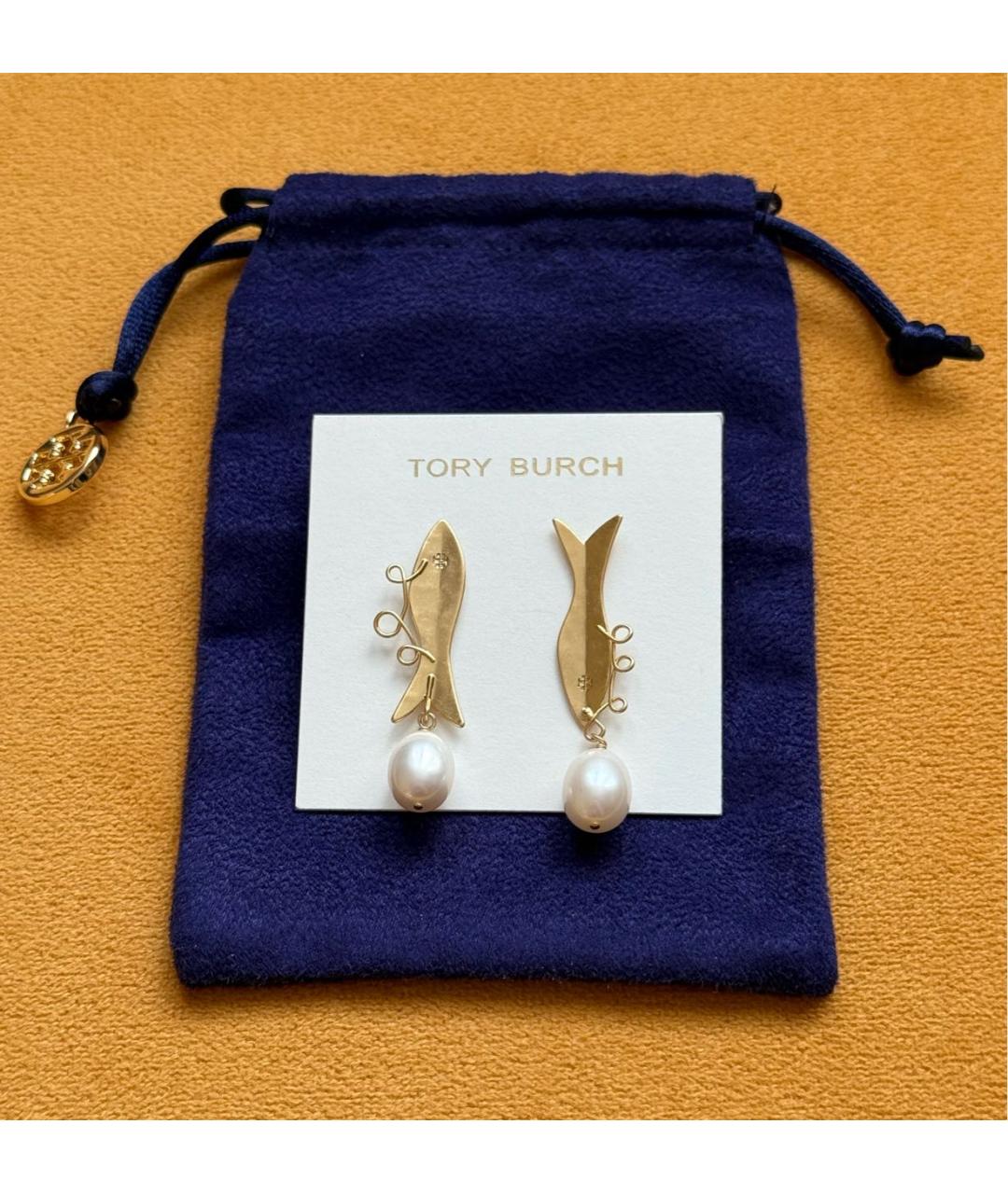 TORY BURCH Желтые металлические серьги, фото 8