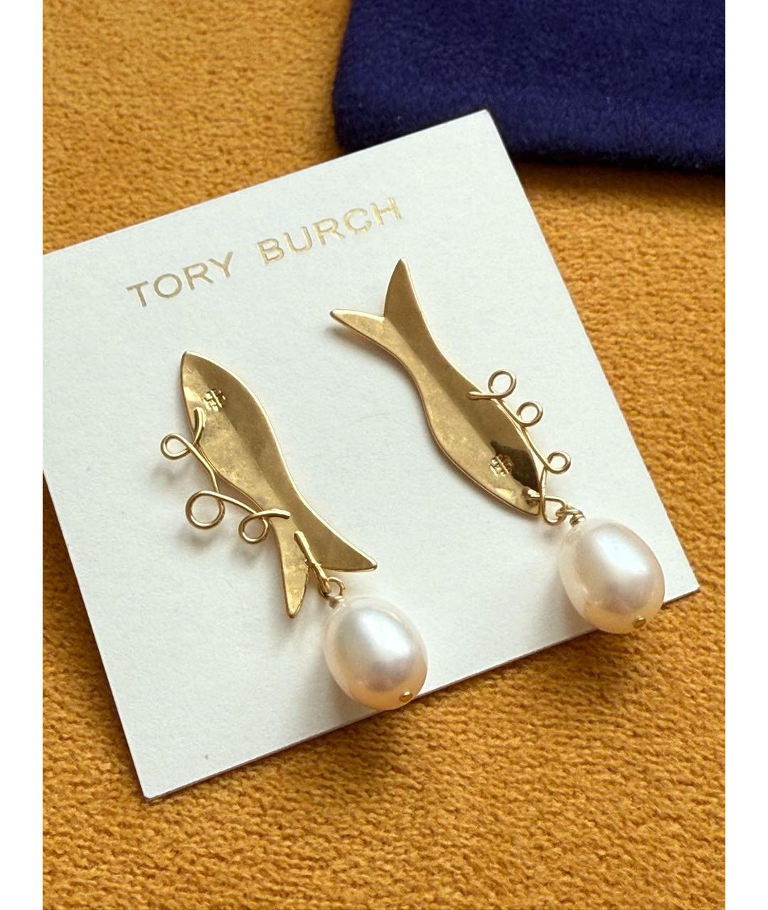 TORY BURCH Желтые металлические серьги, фото 2