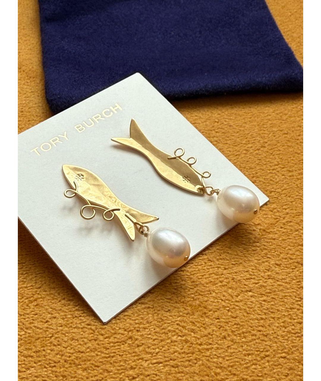 TORY BURCH Желтые металлические серьги, фото 6