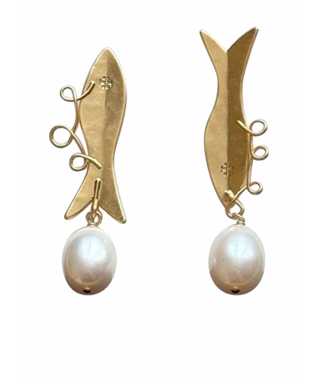 TORY BURCH Желтые металлические серьги, фото 1