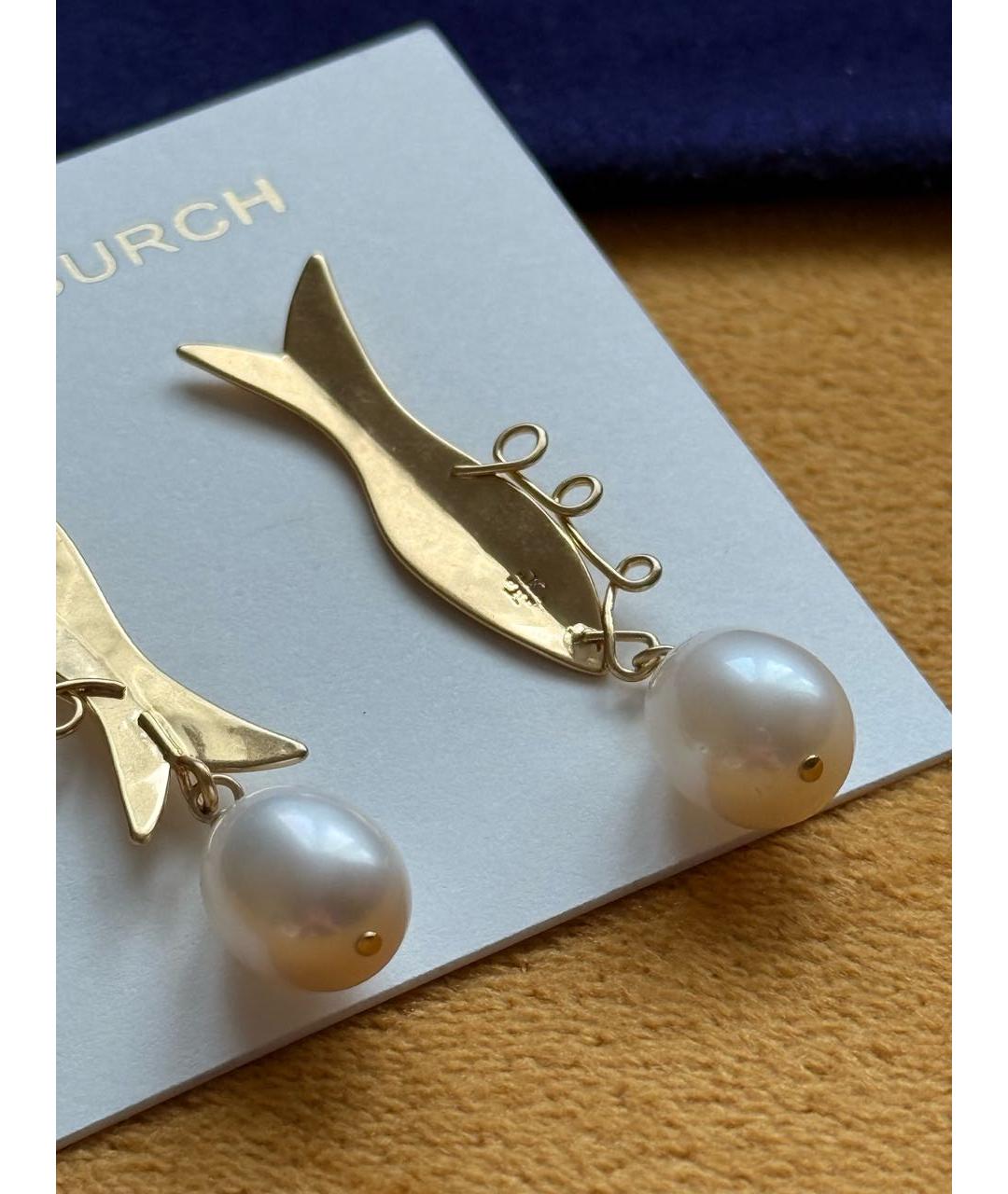 TORY BURCH Желтые металлические серьги, фото 3