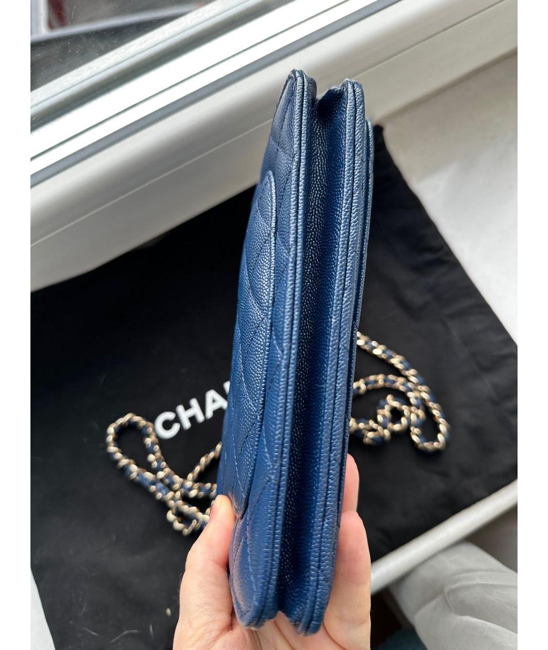 CHANEL Синяя кожаная сумка через плечо, фото 3