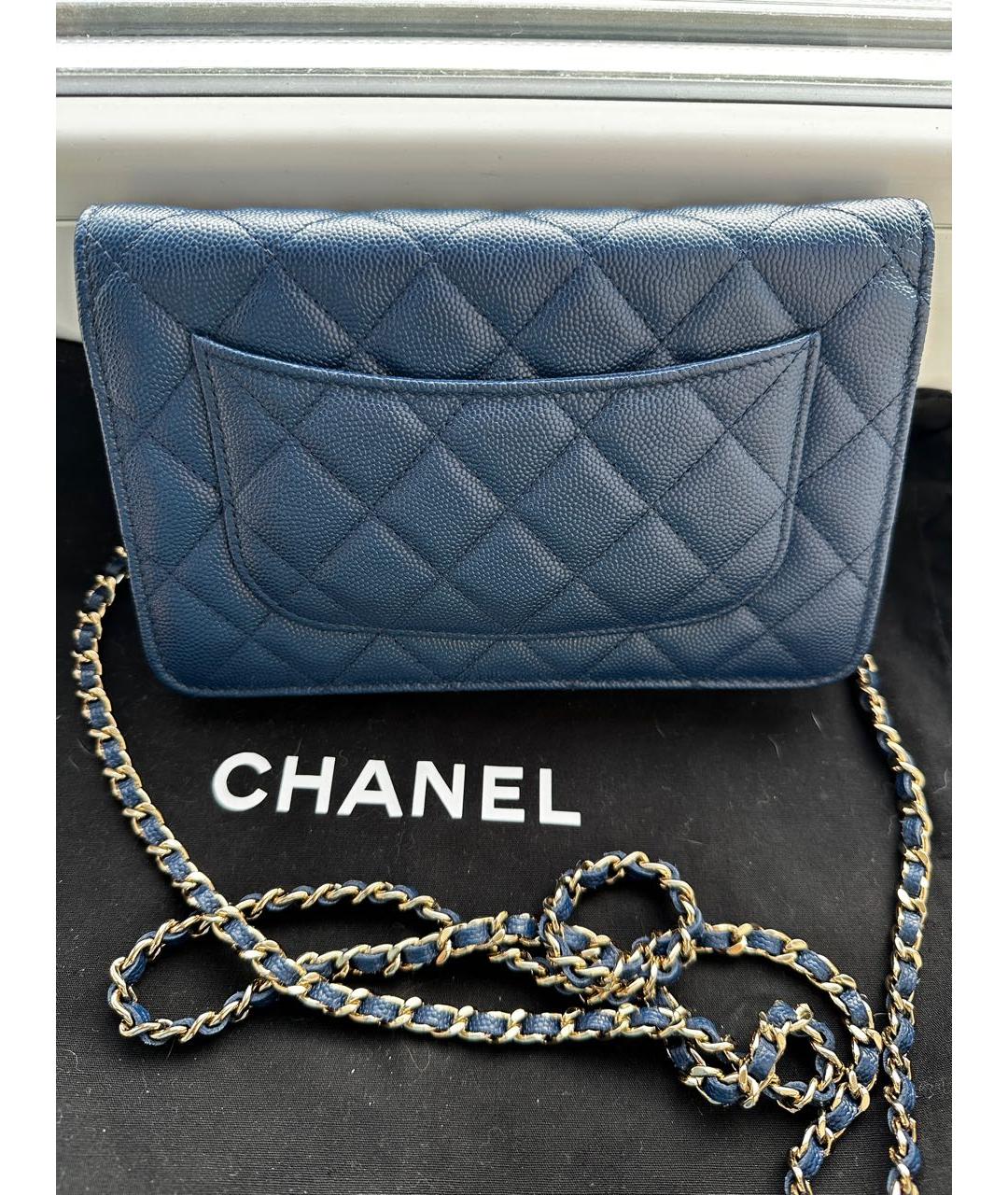 CHANEL Синяя кожаная сумка через плечо, фото 2