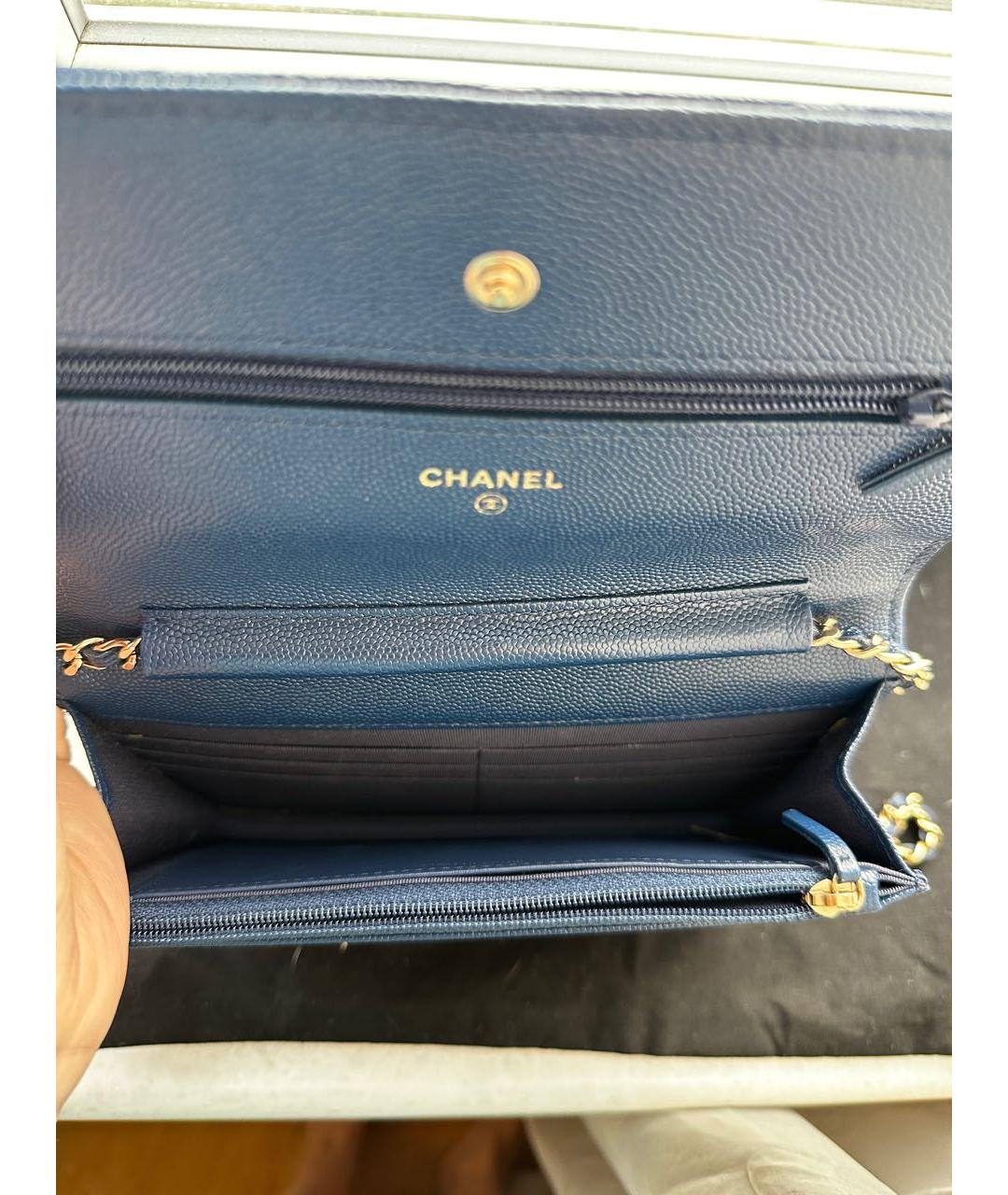 CHANEL Синяя кожаная сумка через плечо, фото 4