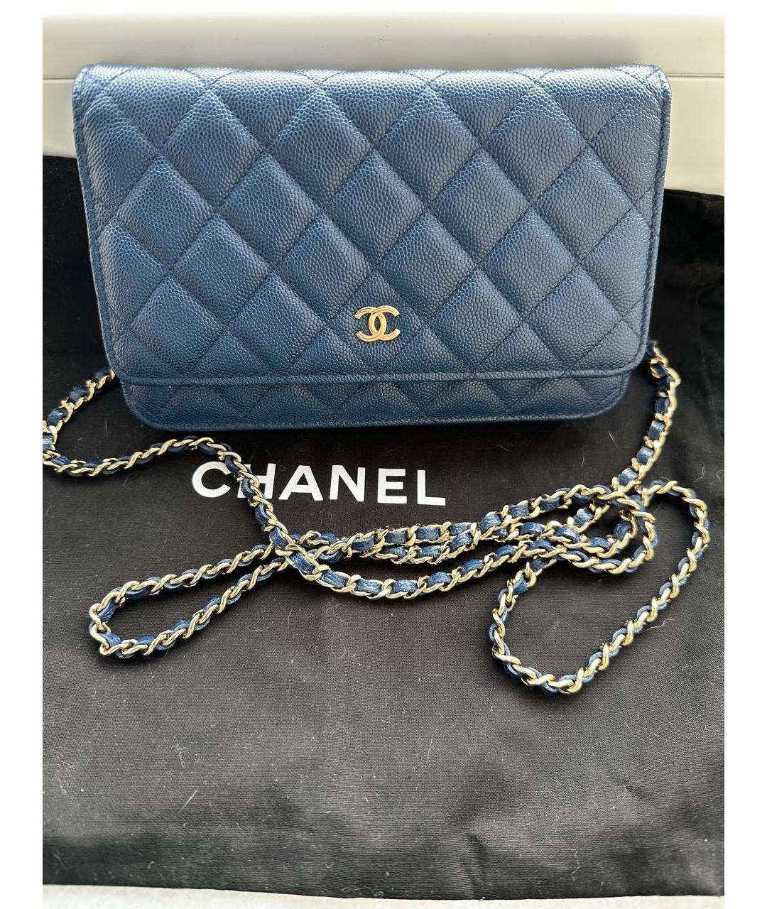 CHANEL Синяя кожаная сумка через плечо, фото 5