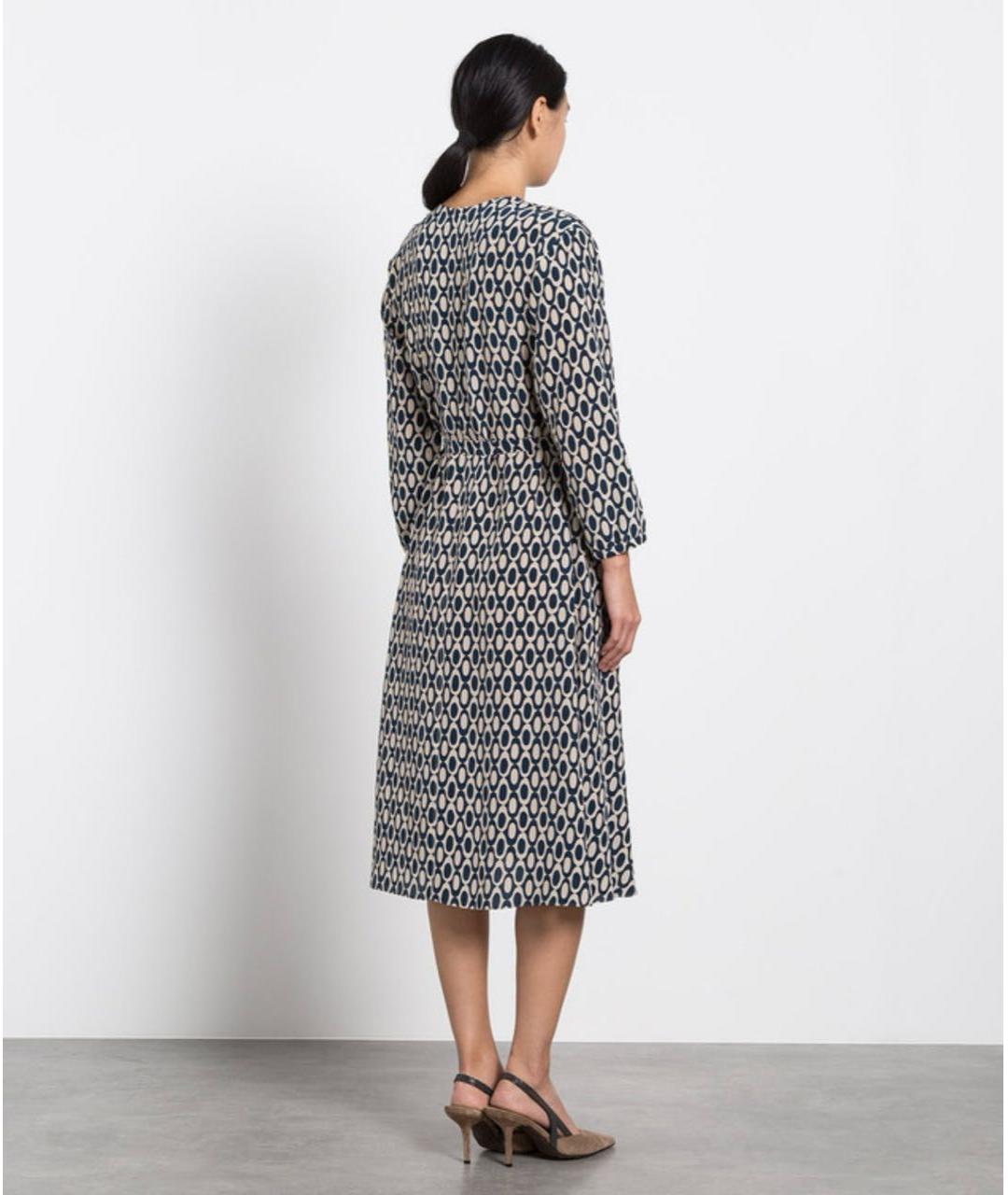 'S MAX MARA Синее шелковое повседневное платье, фото 8
