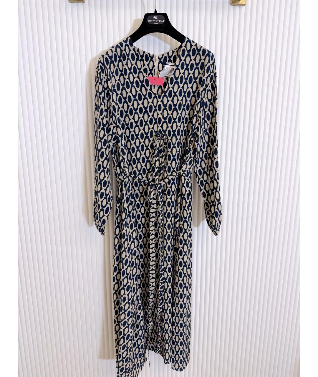 'S MAX MARA Синее шелковое повседневное платье, фото 6