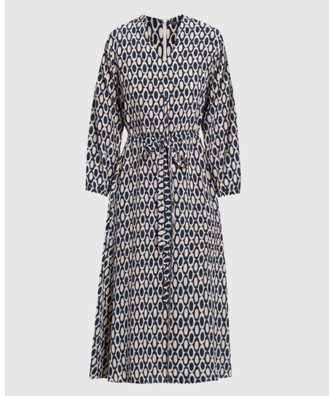 'S MAX MARA Синее шелковое повседневное платье, фото 9