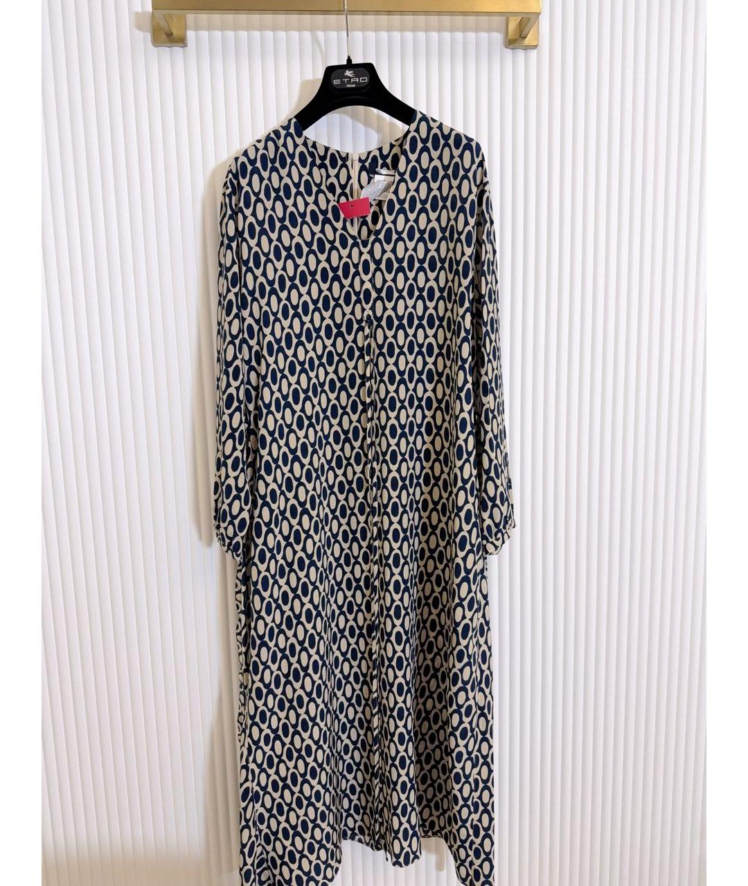 'S MAX MARA Синее шелковое повседневное платье, фото 4