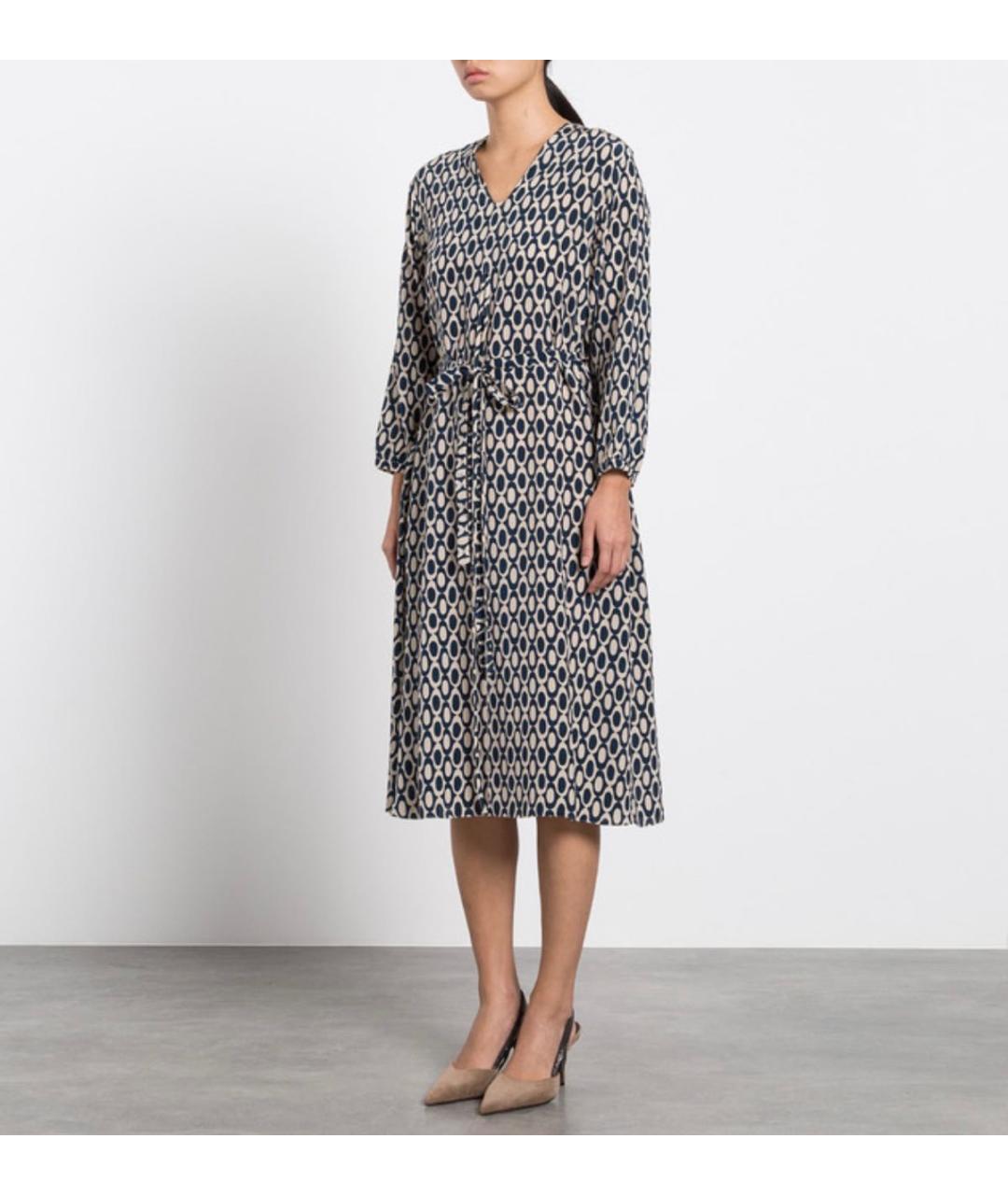 'S MAX MARA Синее шелковое повседневное платье, фото 7