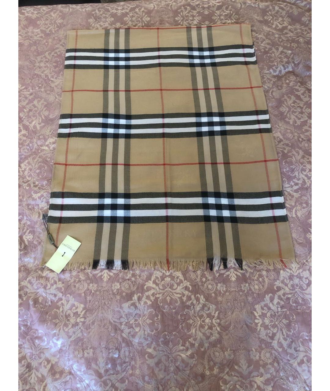 BURBERRY Бежевый кашемировый шарф, фото 9
