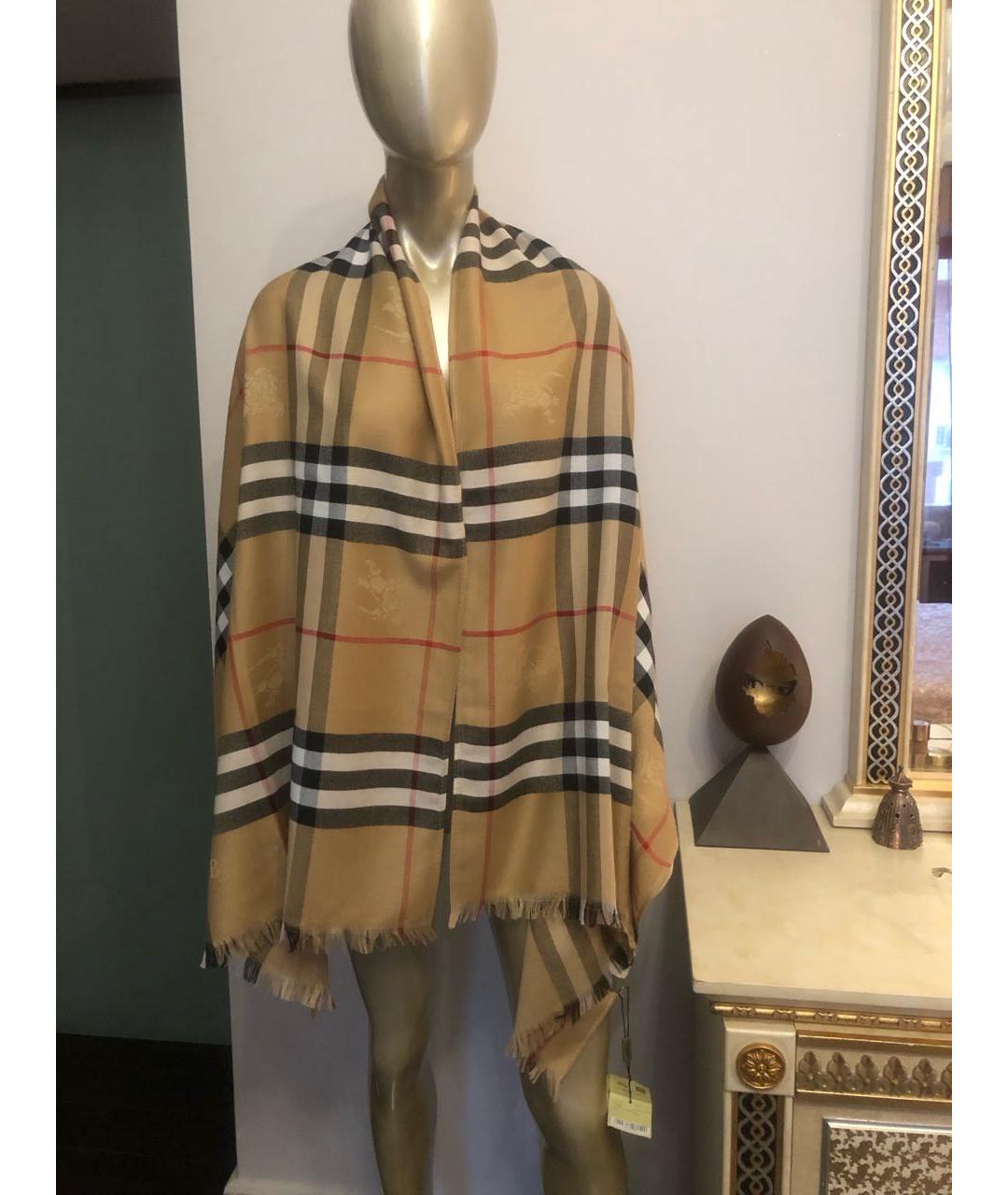 BURBERRY Бежевый кашемировый шарф, фото 5