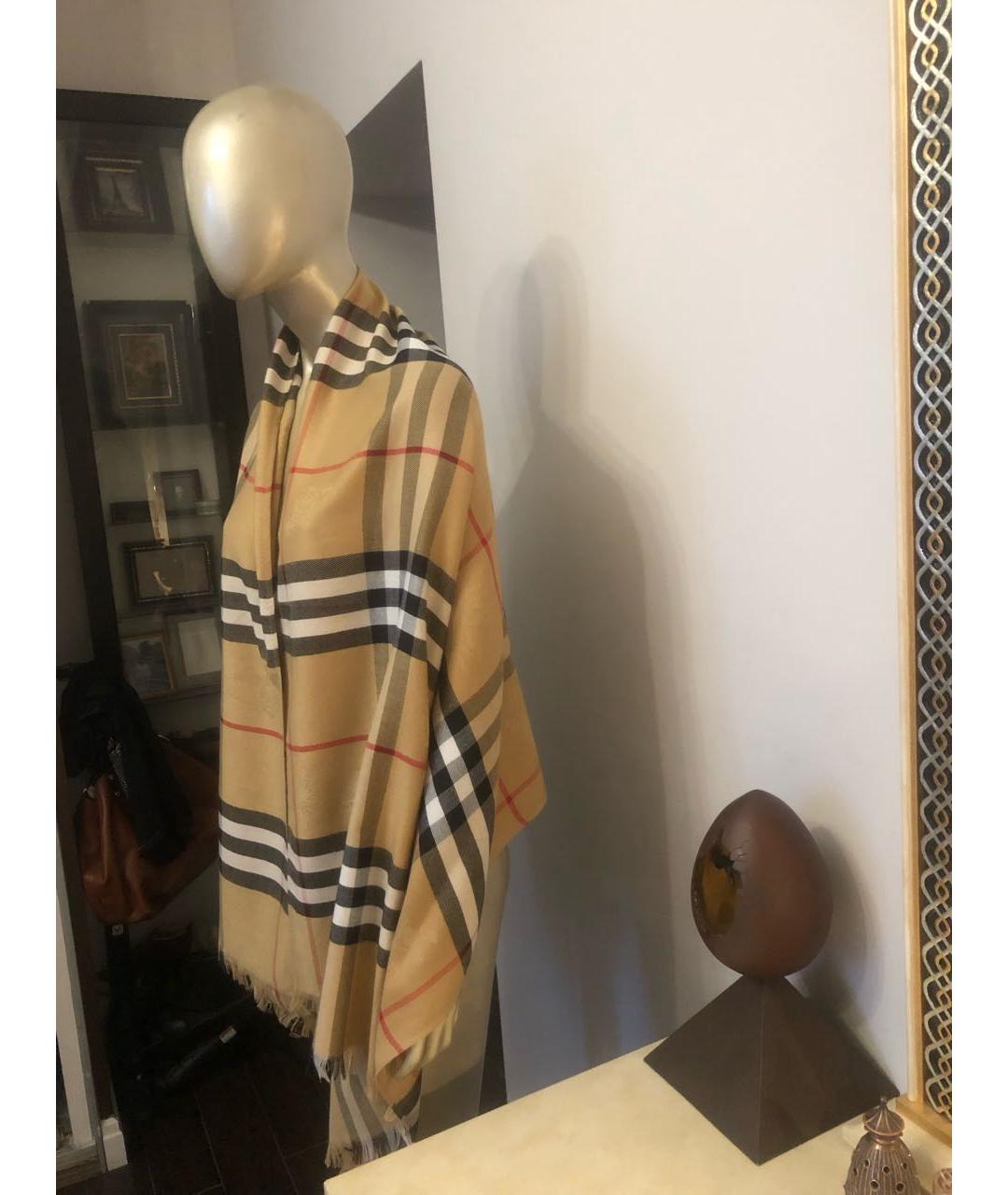 BURBERRY Бежевый кашемировый шарф, фото 6