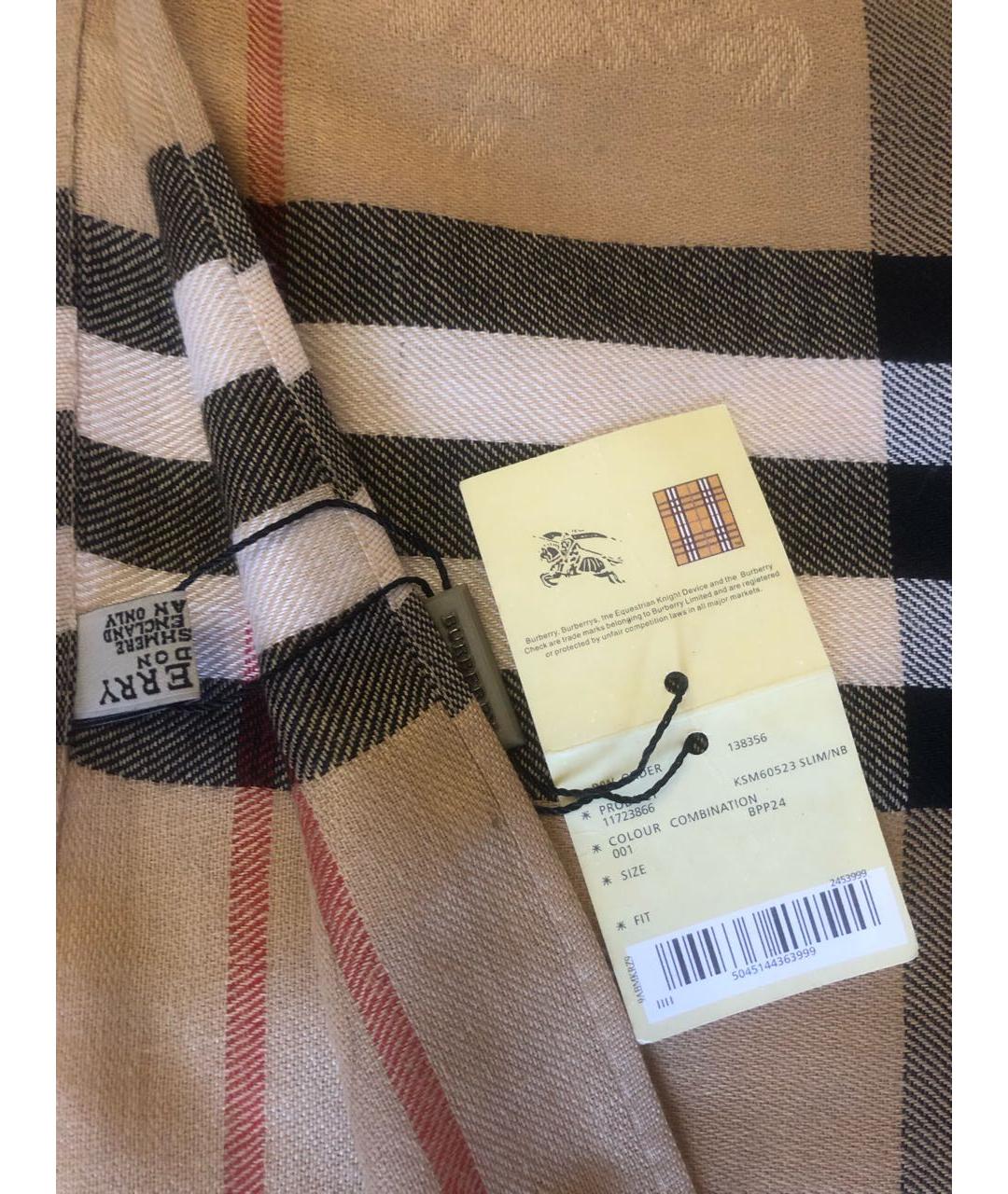BURBERRY Бежевый кашемировый шарф, фото 3