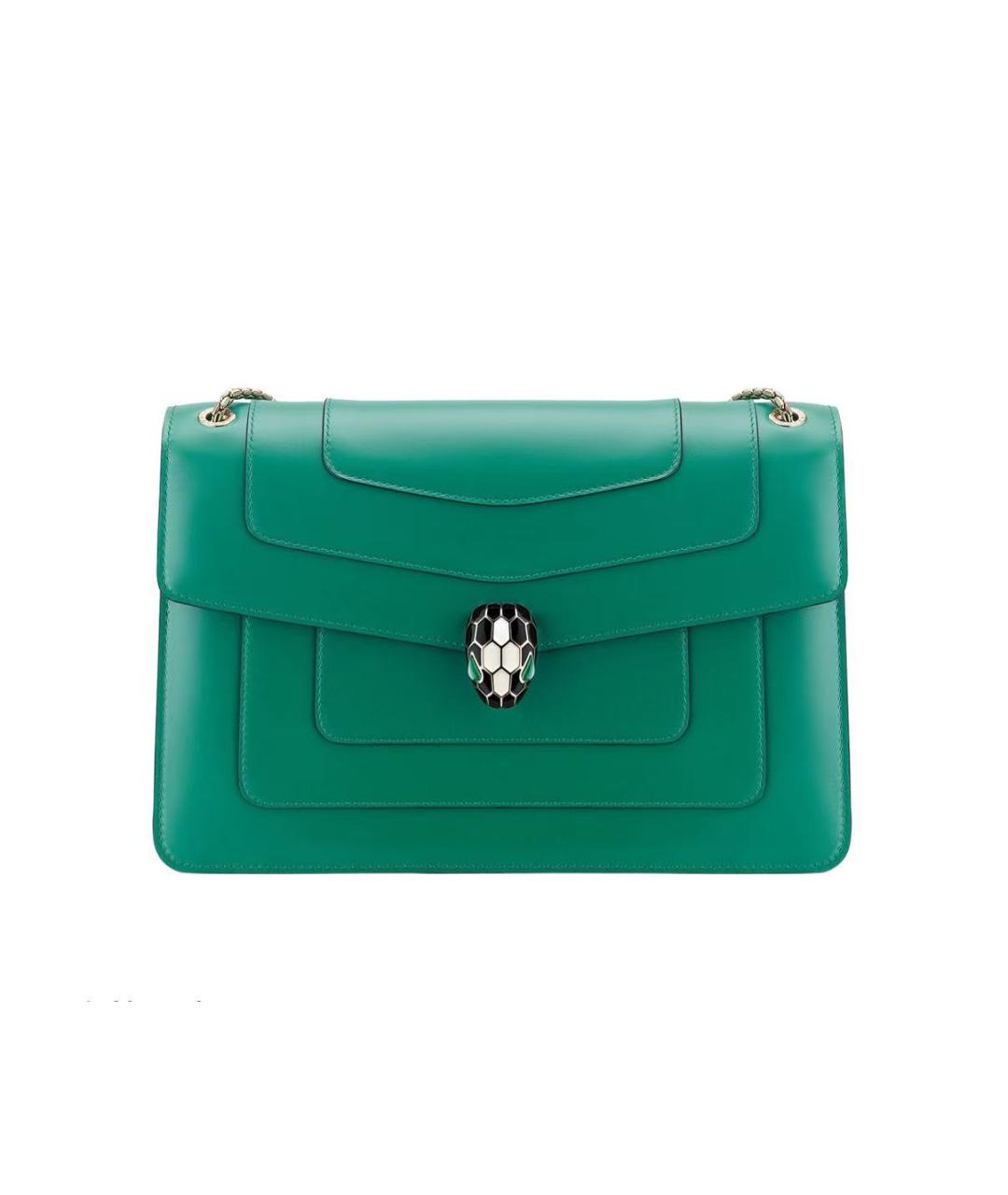 BVLGARI Зеленая кожаная сумка через плечо, фото 1