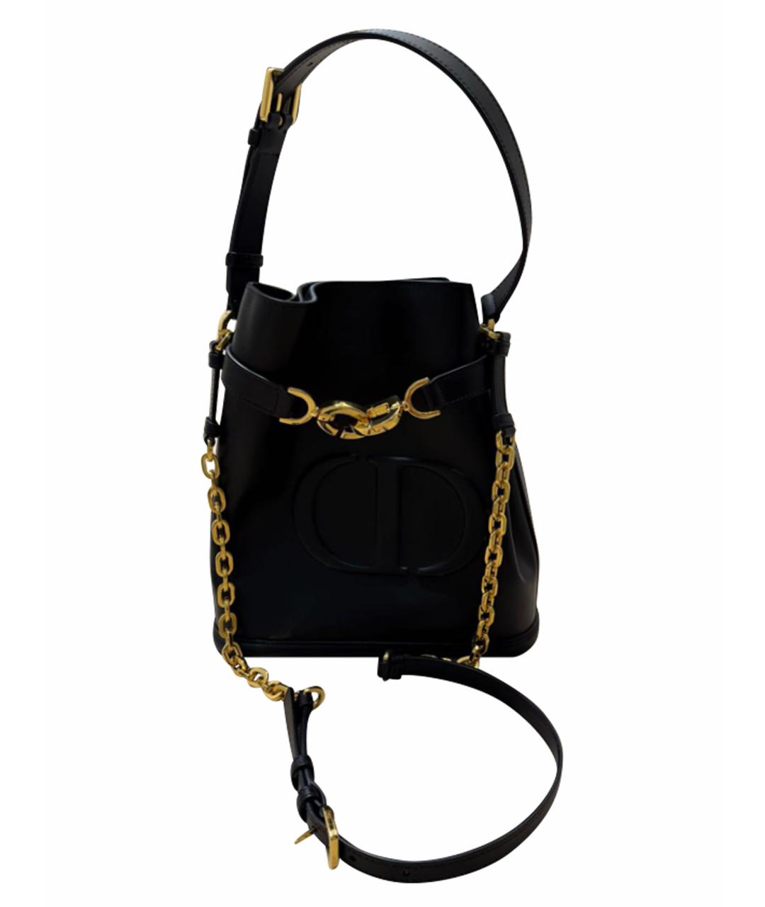 CHRISTIAN DIOR Черная кожаная сумка через плечо, фото 1