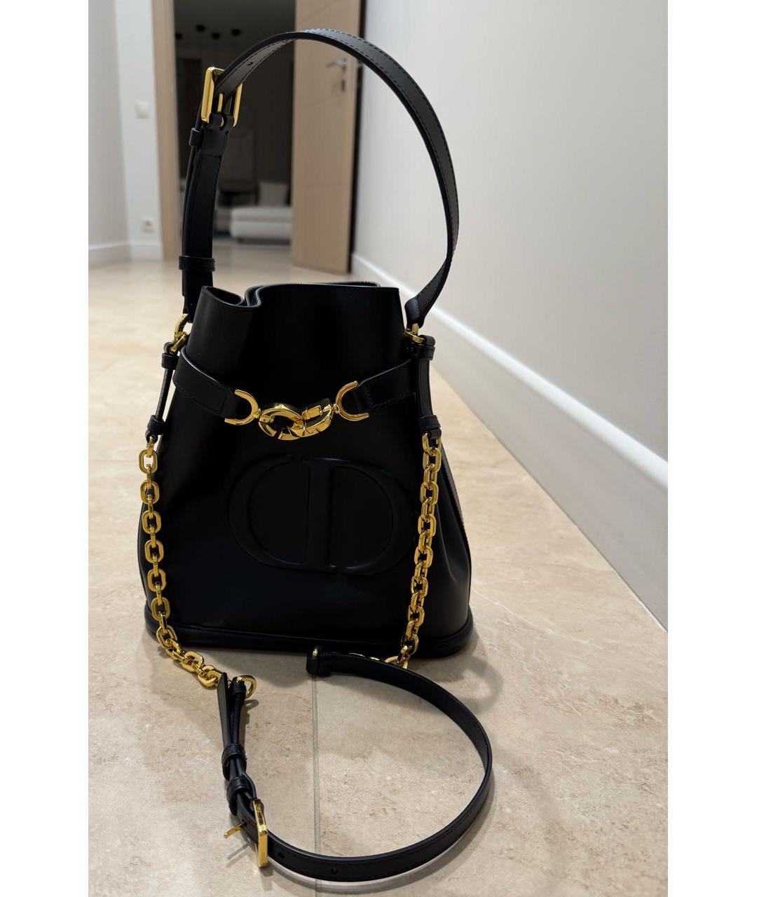 CHRISTIAN DIOR Черная кожаная сумка через плечо, фото 6