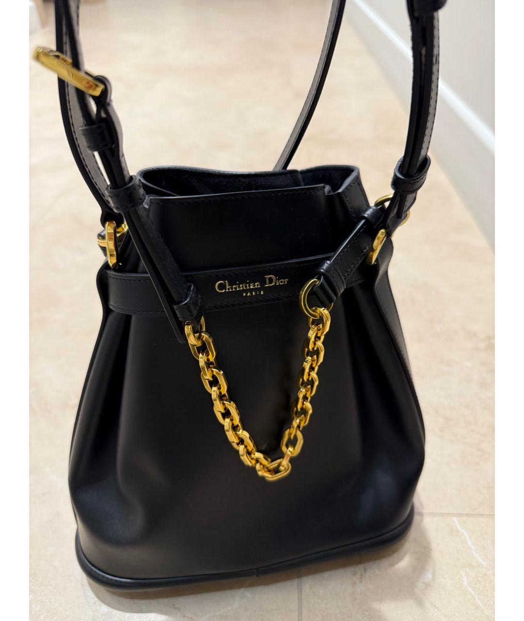 CHRISTIAN DIOR Черная кожаная сумка через плечо, фото 2