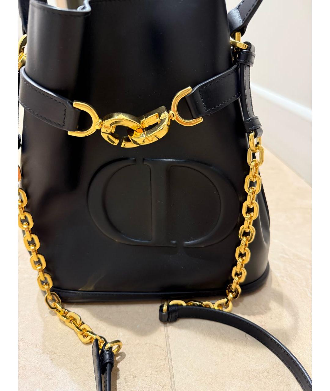 CHRISTIAN DIOR Черная кожаная сумка через плечо, фото 5