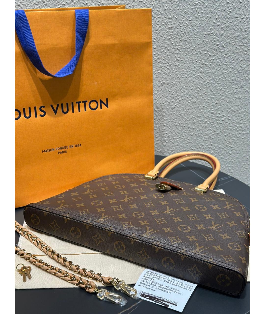 LOUIS VUITTON Коричневая сумка тоут из искусственной кожи, фото 6