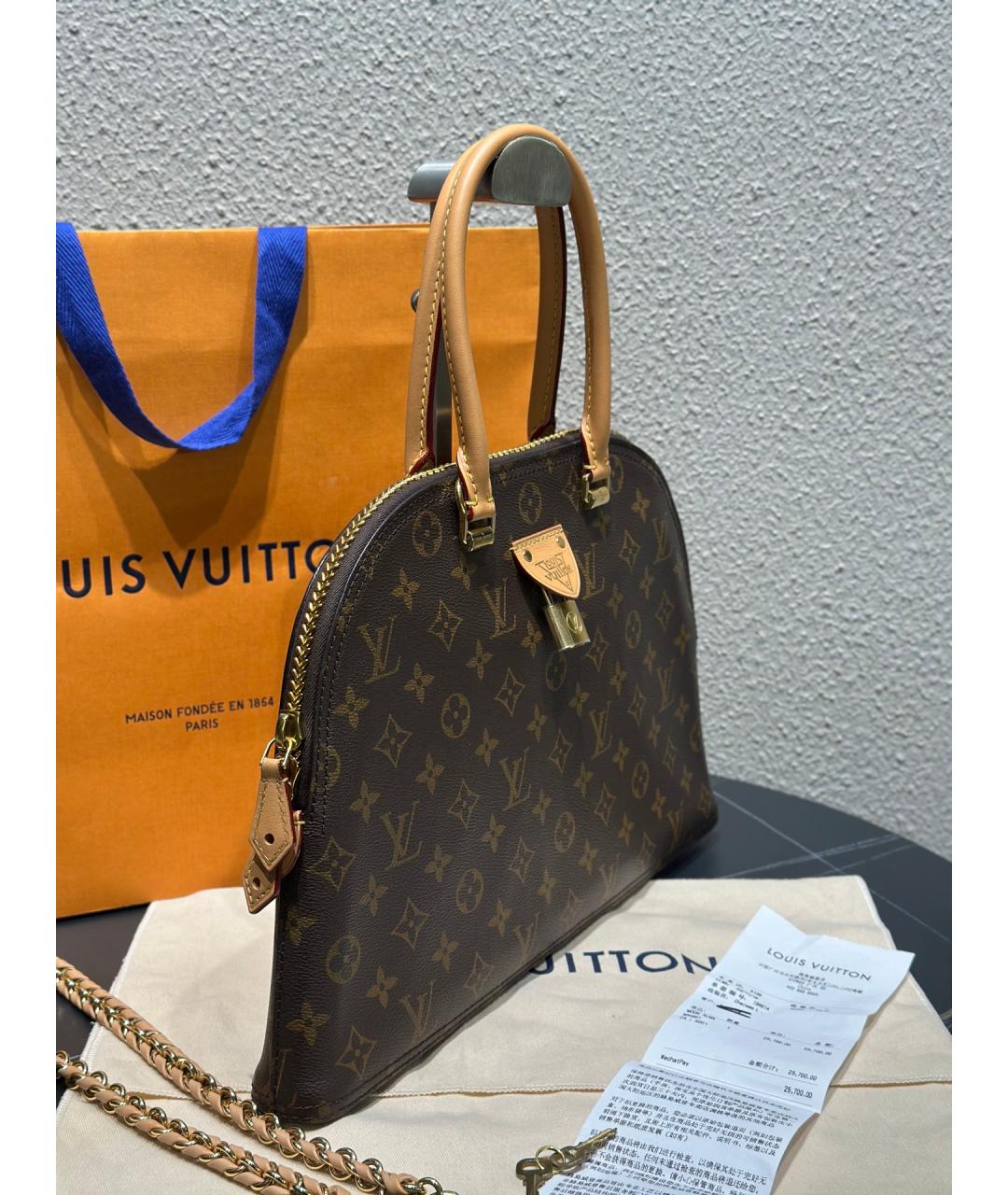 LOUIS VUITTON Коричневая сумка тоут из искусственной кожи, фото 4
