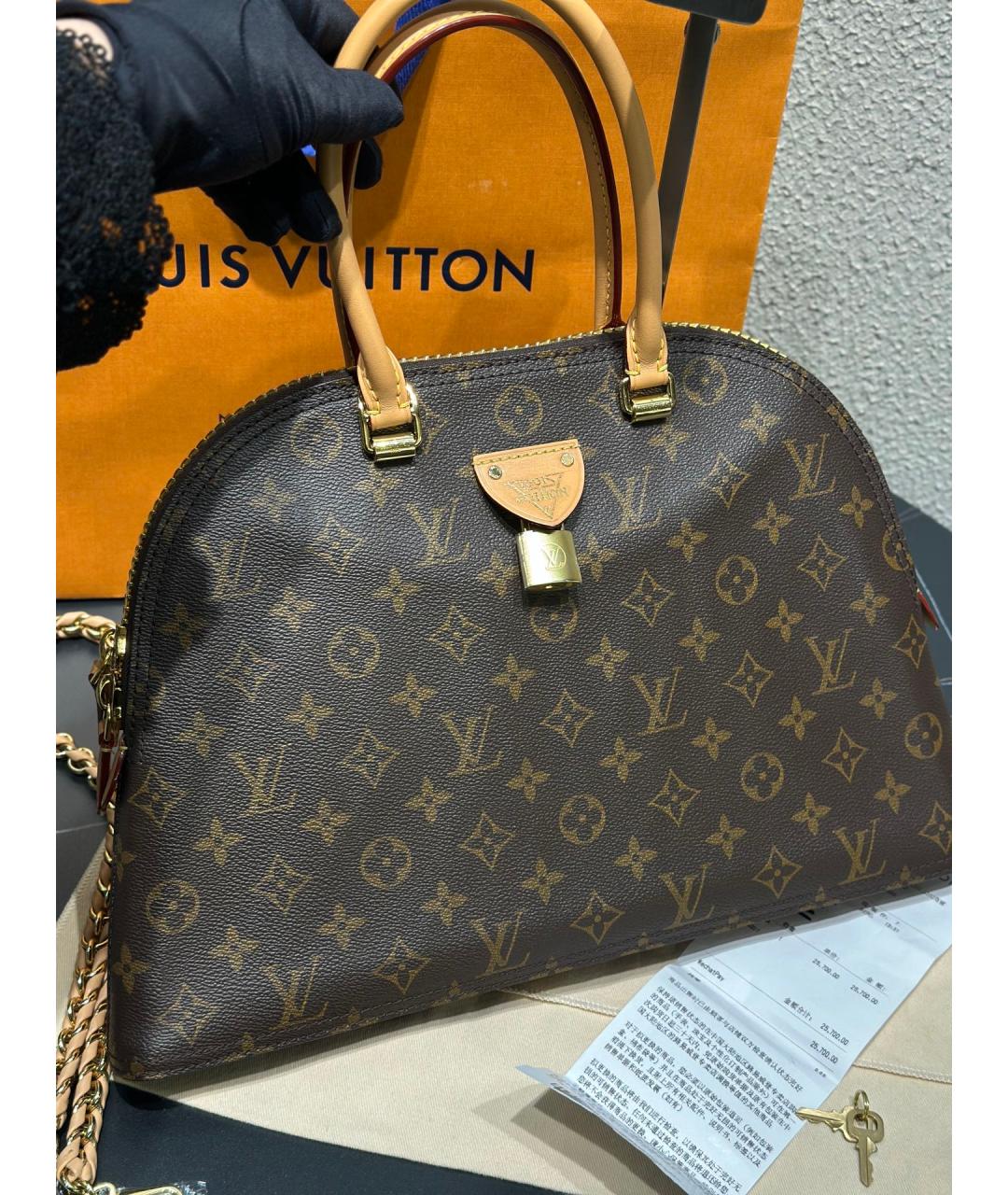 LOUIS VUITTON Коричневая сумка тоут из искусственной кожи, фото 2