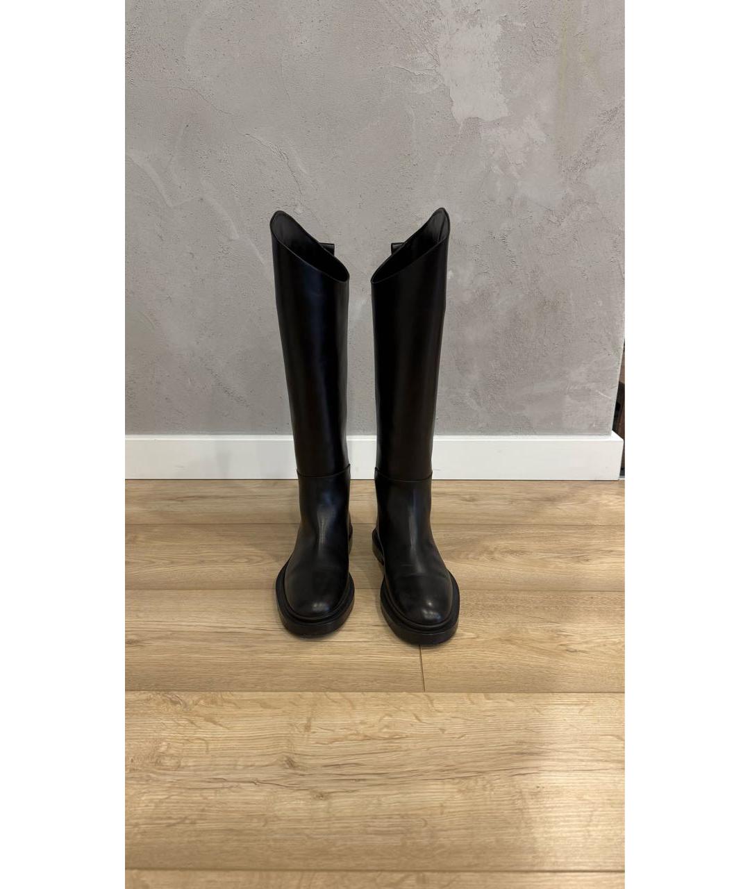 JIL SANDER Черные кожаные сапоги, фото 2