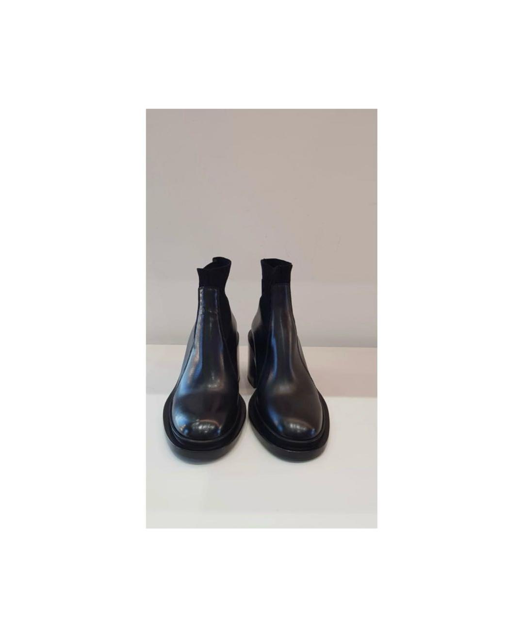 JIL SANDER Черные кожаные ботильоны, фото 2