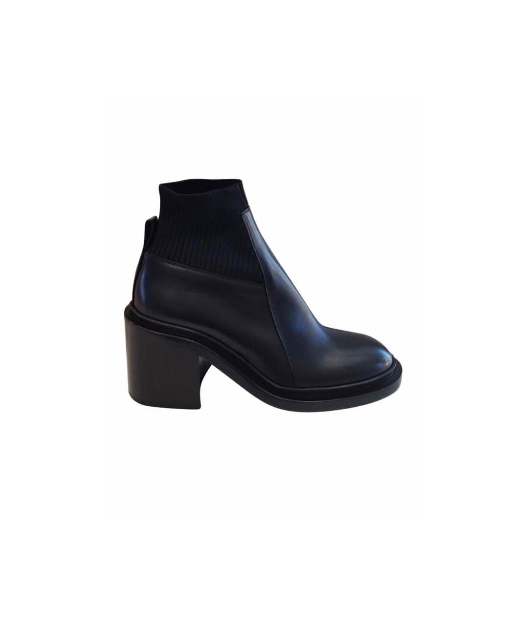 JIL SANDER Черные кожаные ботильоны, фото 1