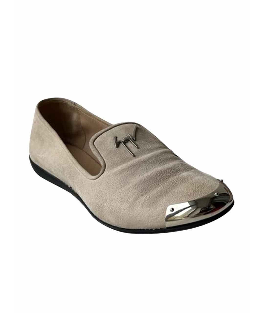 GIUSEPPE ZANOTTI DESIGN Бежевые замшевые мокасины, фото 1