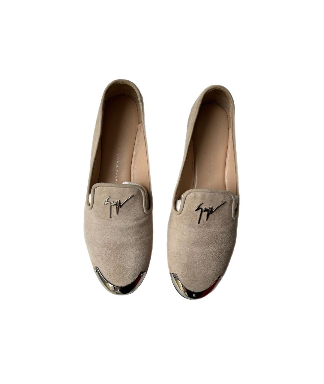 GIUSEPPE ZANOTTI DESIGN Бежевые замшевые мокасины, фото 3