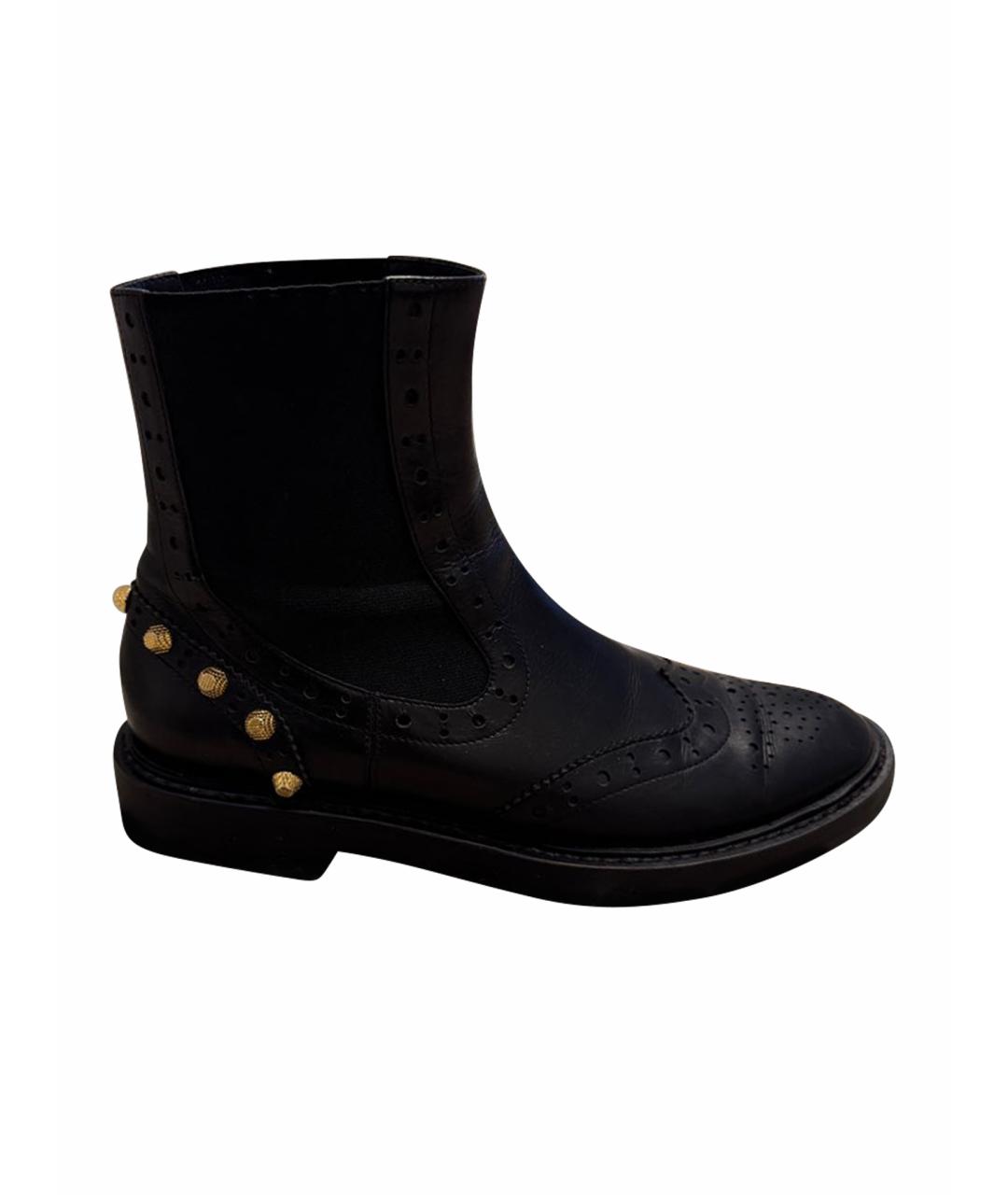 BALENCIAGA Черные кожаные полусапоги, фото 1
