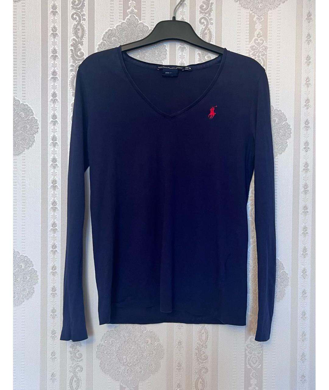 RALPH LAUREN Темно-синий хлопковый джемпер / свитер, фото 4