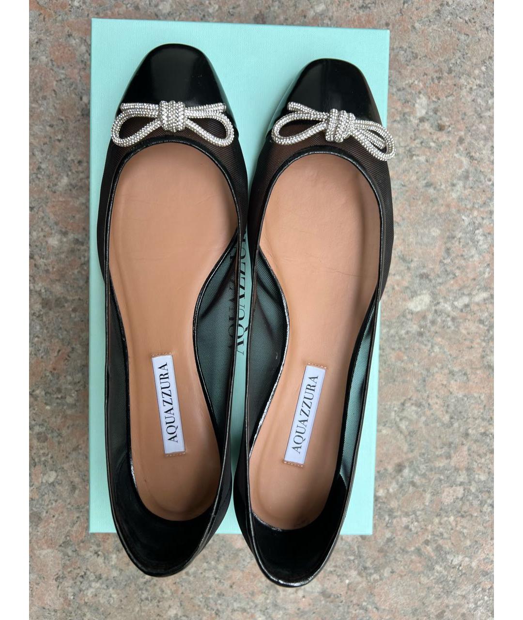 AQUAZZURA Черные балетки из лакированной кожи, фото 2