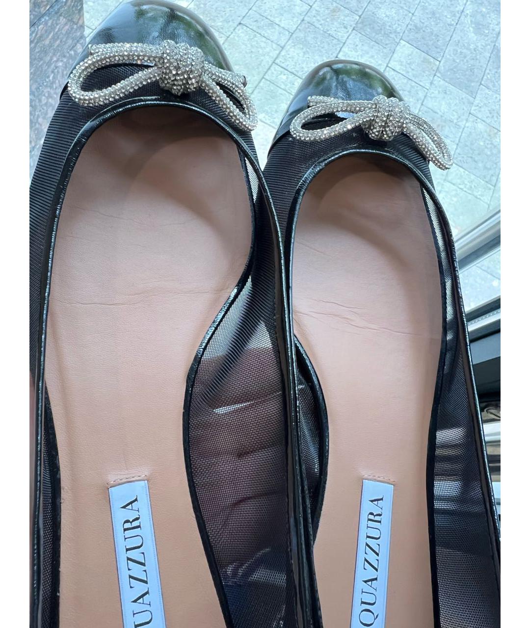 AQUAZZURA Черные балетки из лакированной кожи, фото 7