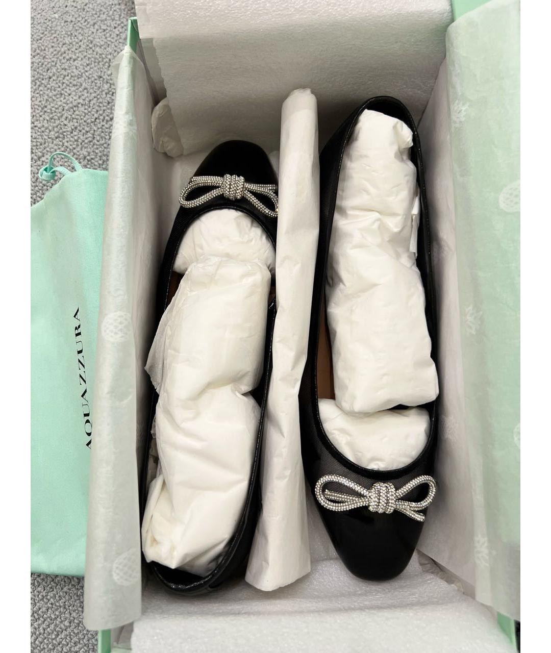 AQUAZZURA Черные балетки из лакированной кожи, фото 6