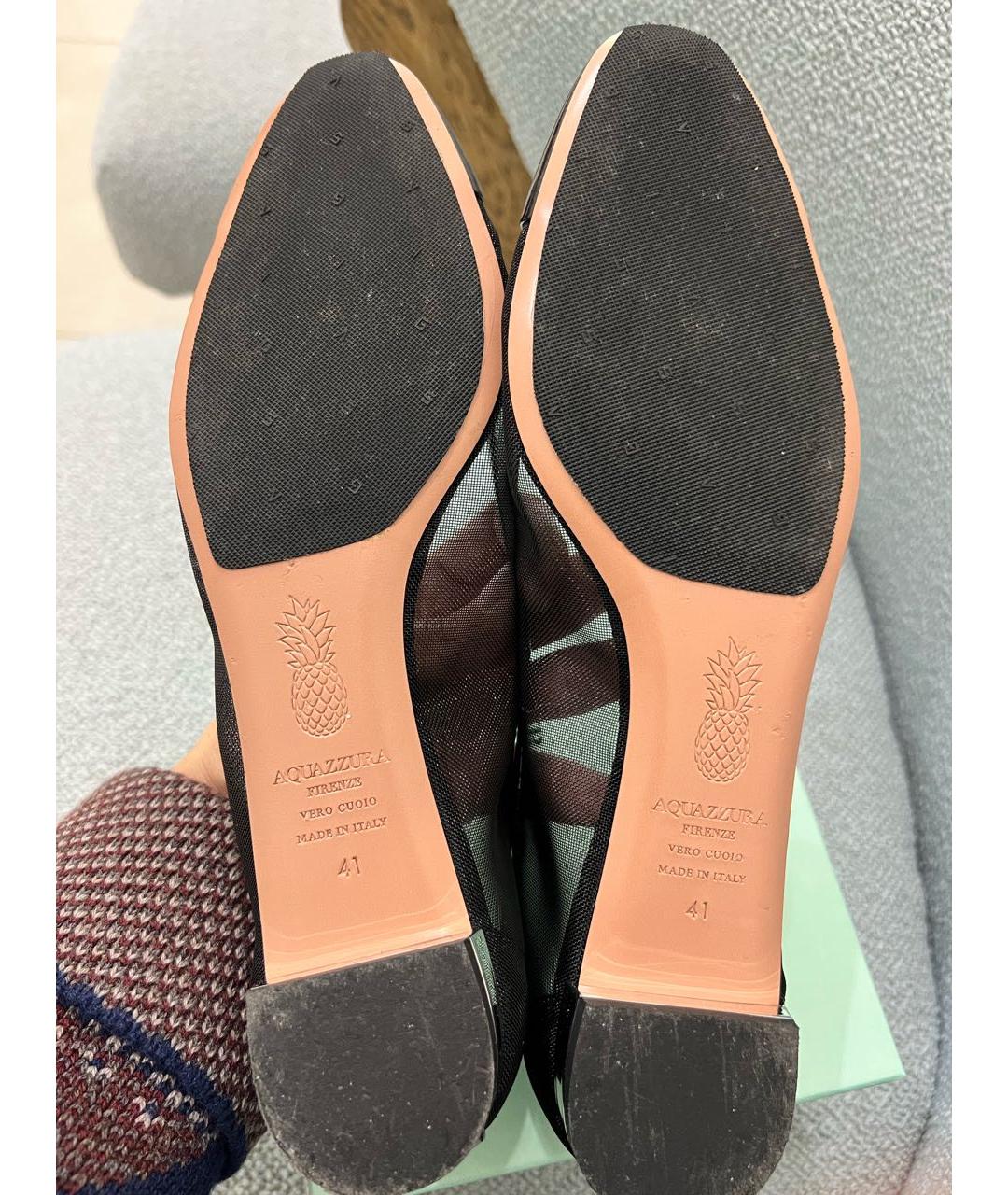 AQUAZZURA Черные балетки из лакированной кожи, фото 5
