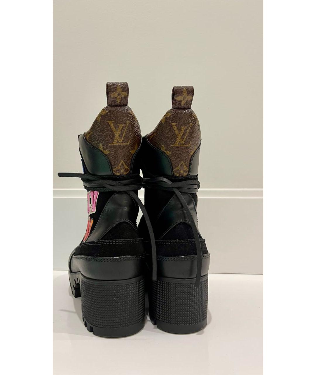 LOUIS VUITTON Черные кожаные ботинки, фото 3