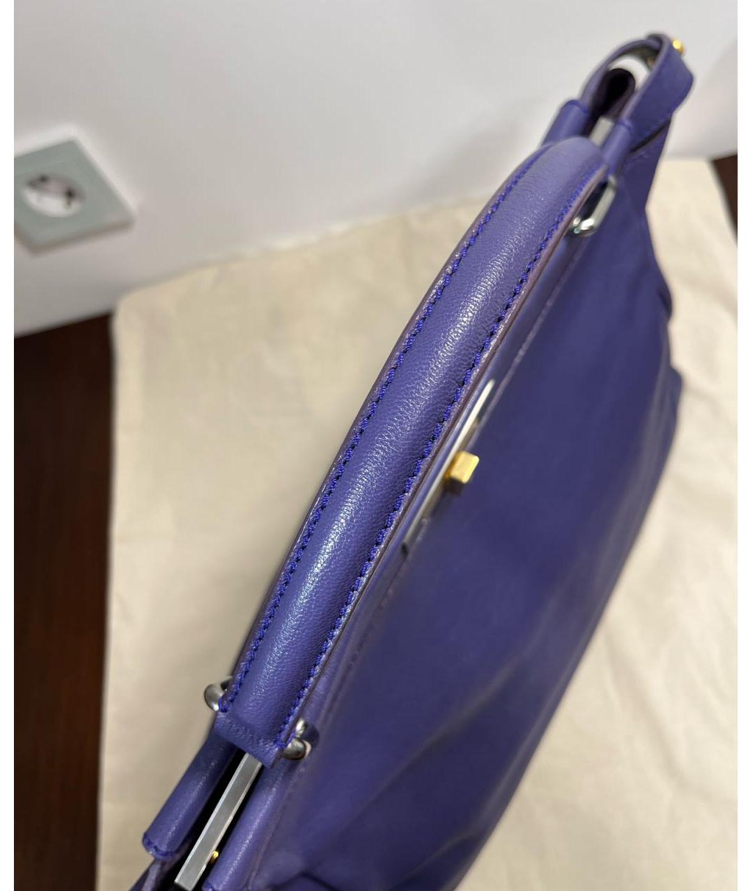 FENDI Фиолетовая кожаная сумка тоут, фото 8