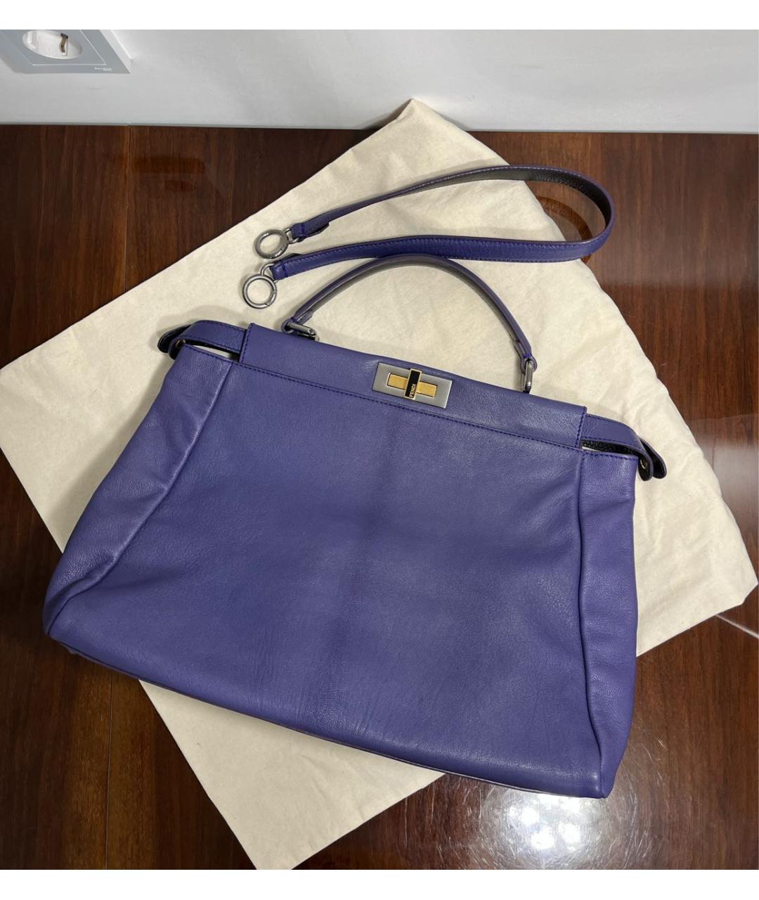 FENDI Фиолетовая кожаная сумка тоут, фото 5