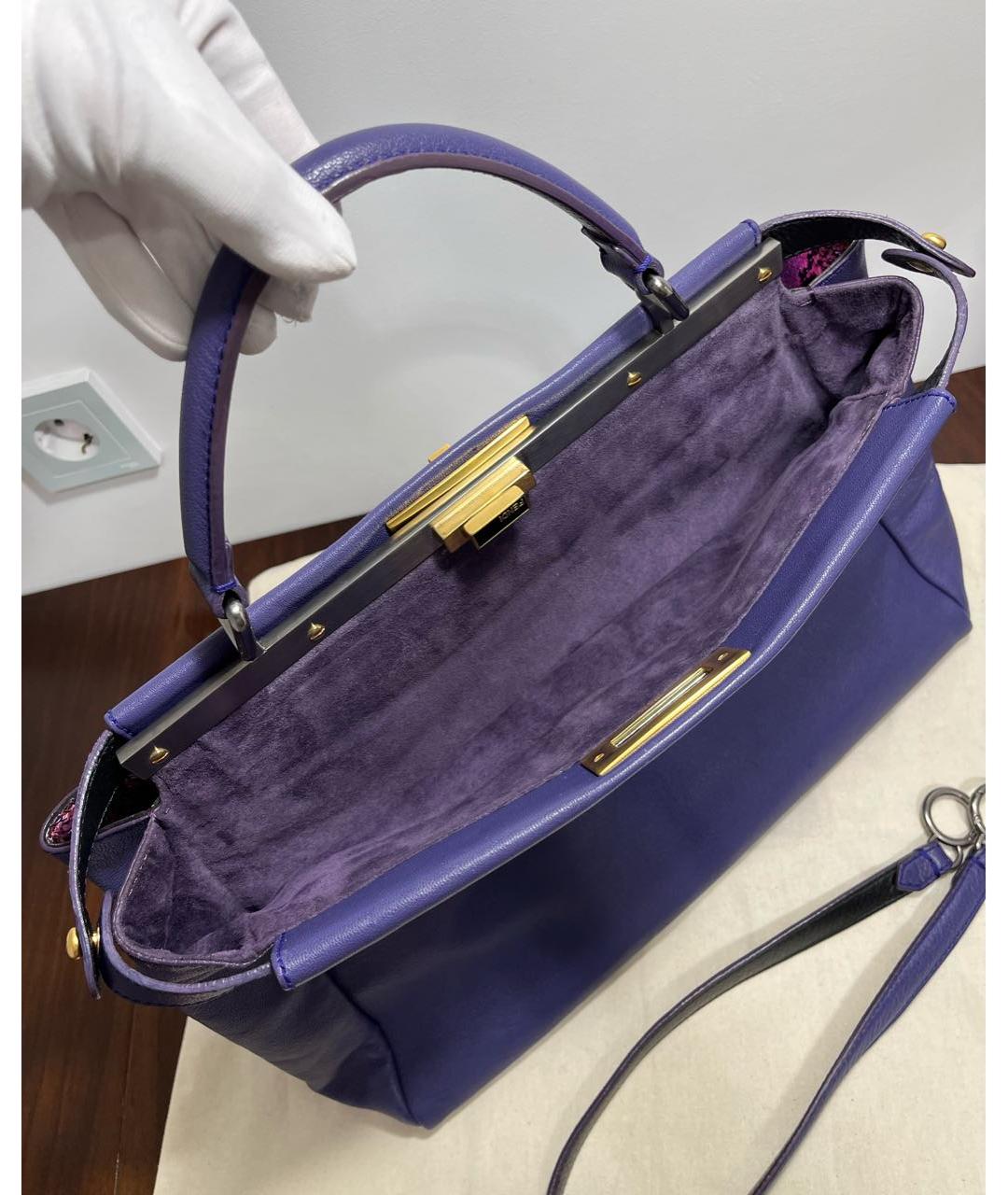 FENDI Фиолетовая кожаная сумка тоут, фото 4