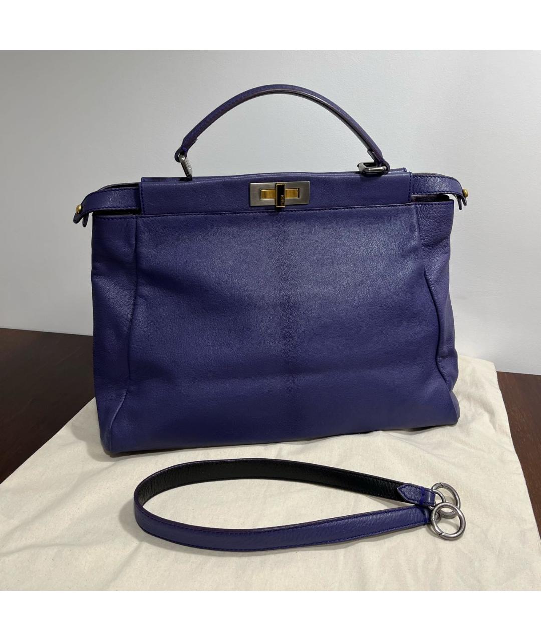 FENDI Фиолетовая кожаная сумка тоут, фото 2