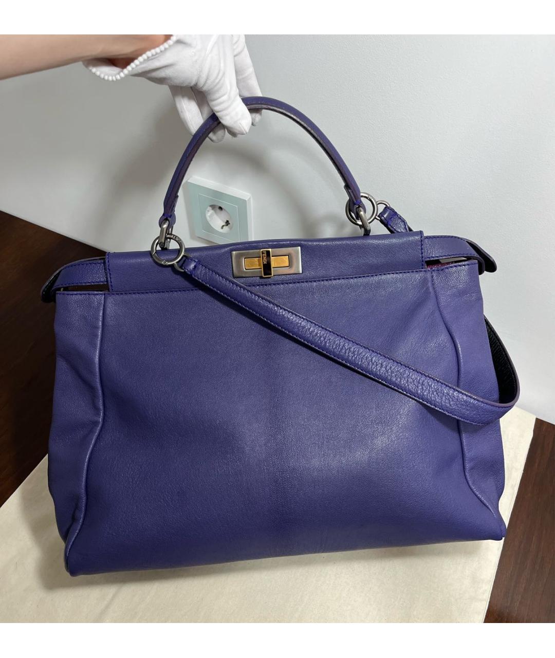 FENDI Фиолетовая кожаная сумка тоут, фото 6