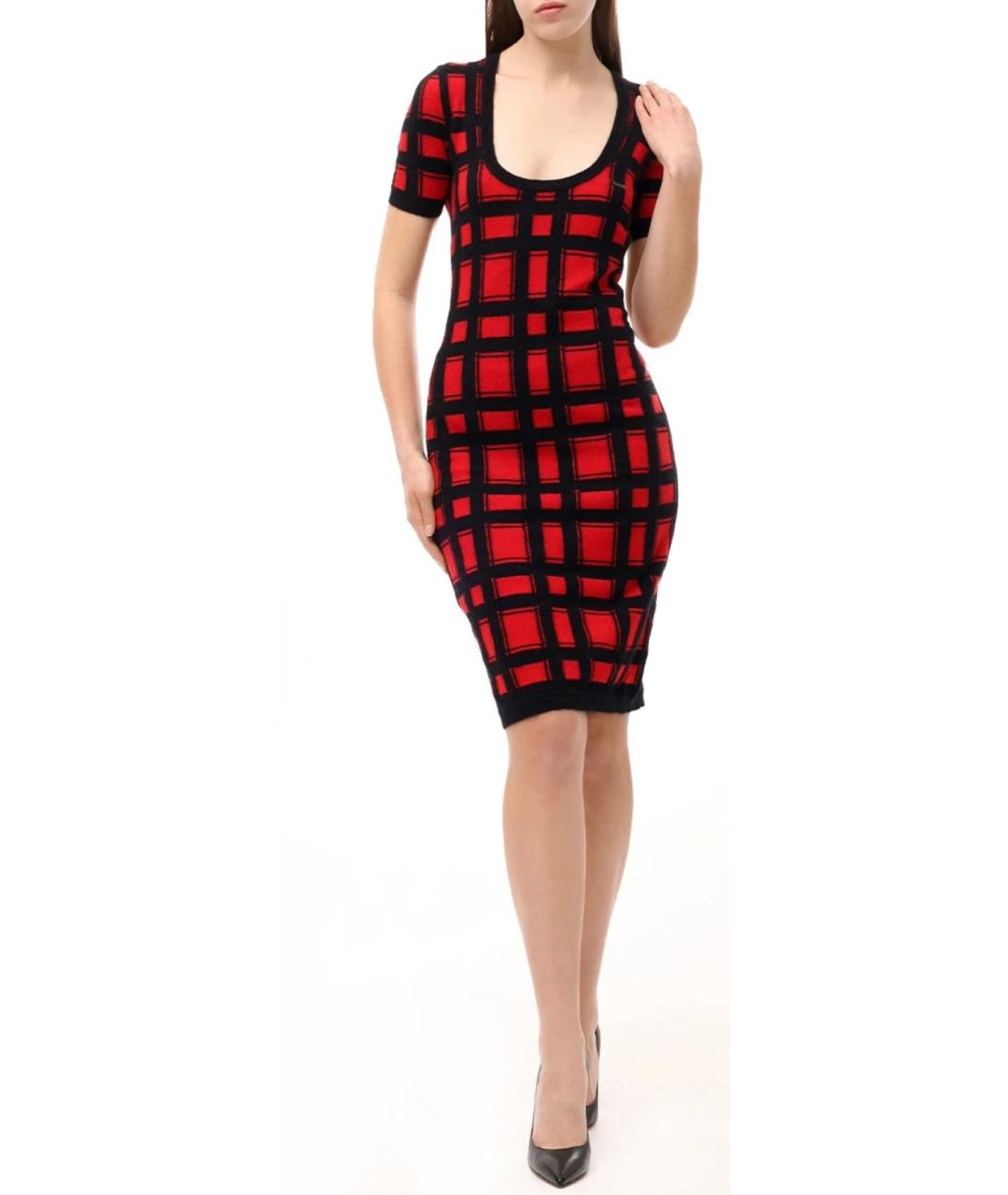 DSQUARED2 Красное шерстяное повседневное платье, фото 5