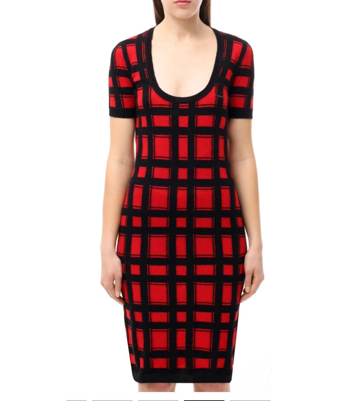DSQUARED2 Красное шерстяное повседневное платье, фото 7