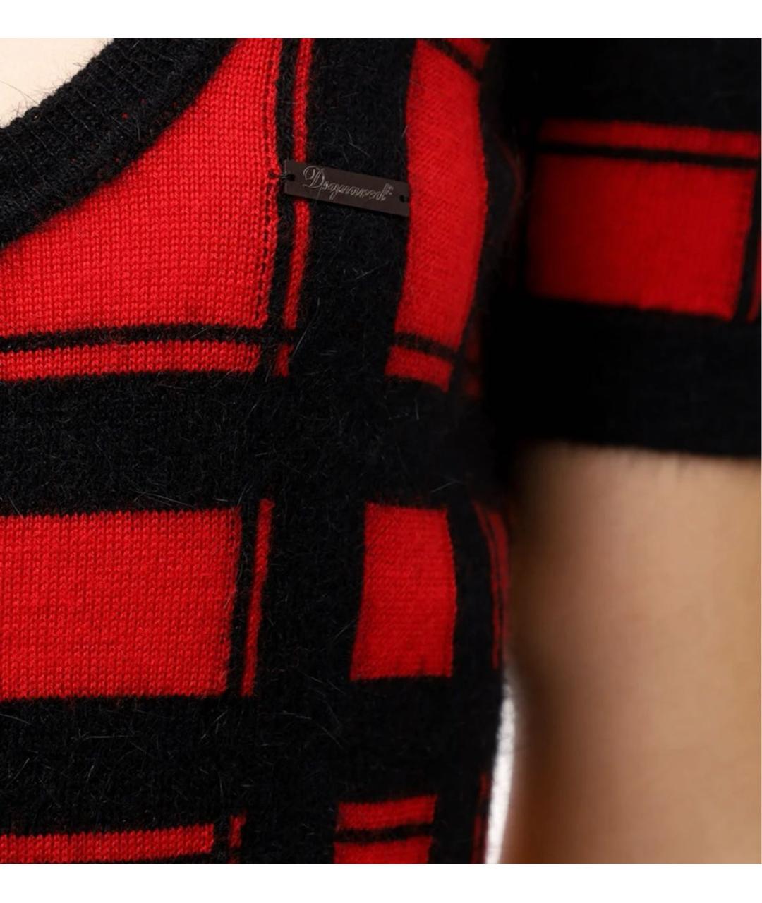 DSQUARED2 Красное шерстяное повседневное платье, фото 8
