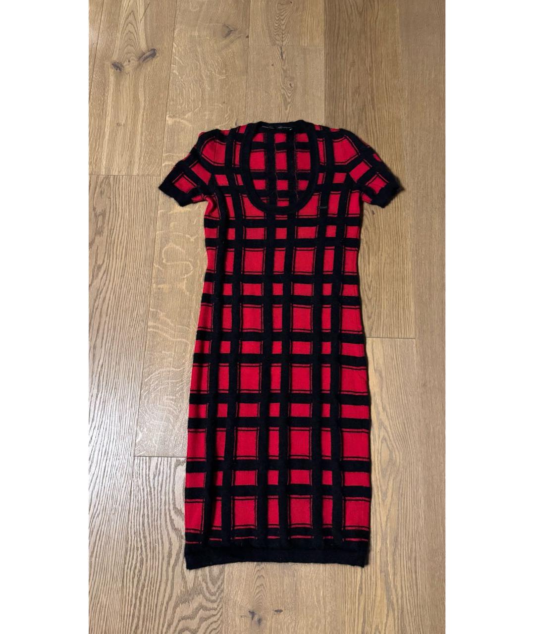 DSQUARED2 Красное шерстяное повседневное платье, фото 2