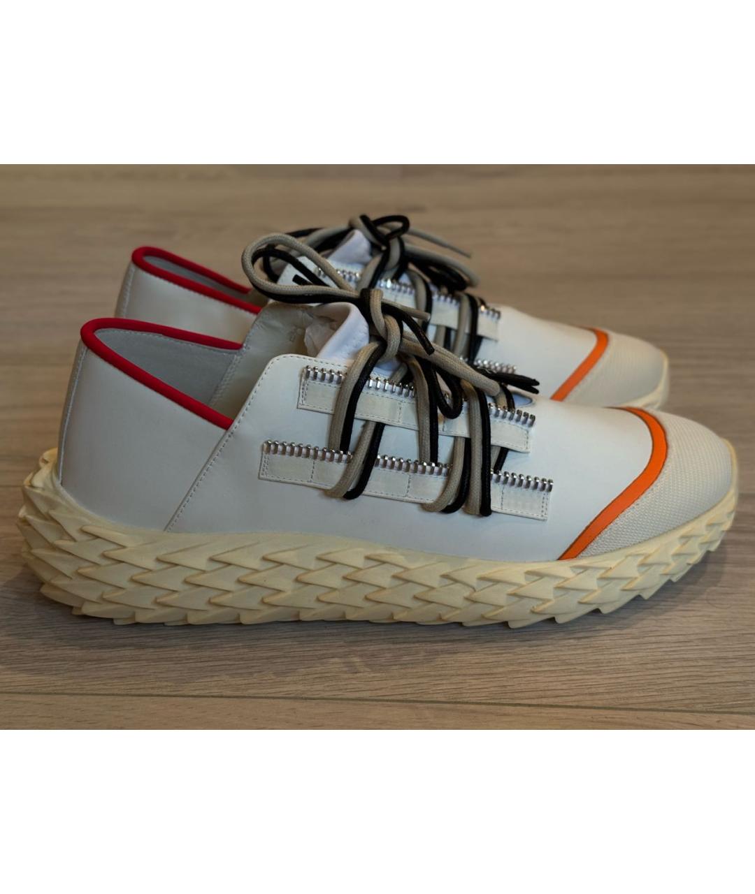 GIUSEPPE ZANOTTI DESIGN Белые кожаные низкие кроссовки / кеды, фото 6