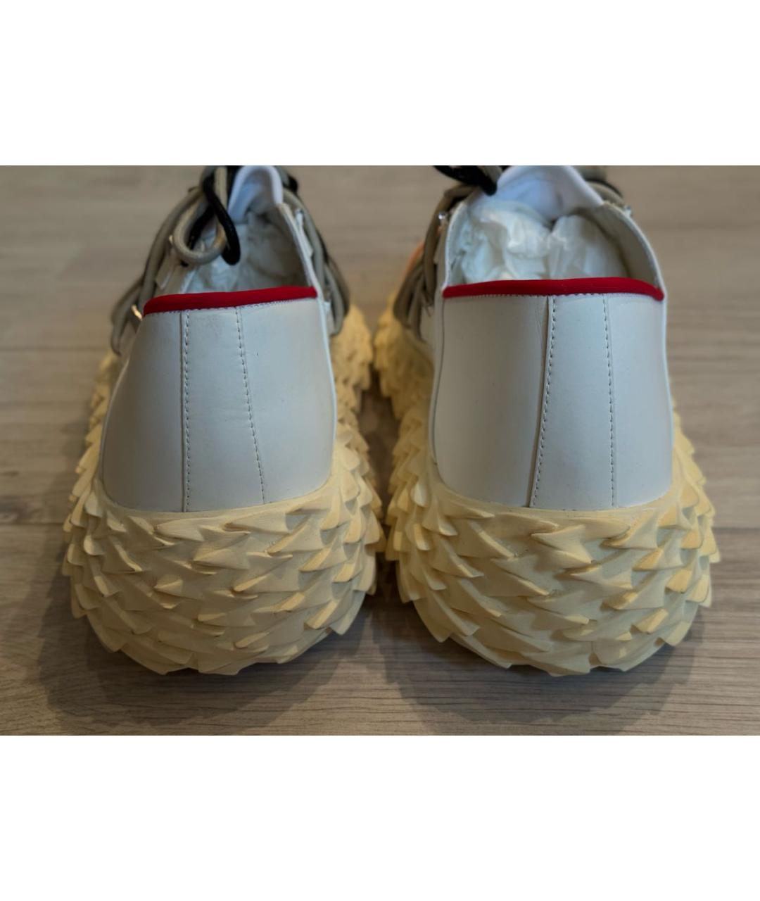 GIUSEPPE ZANOTTI DESIGN Белые кожаные низкие кроссовки / кеды, фото 4